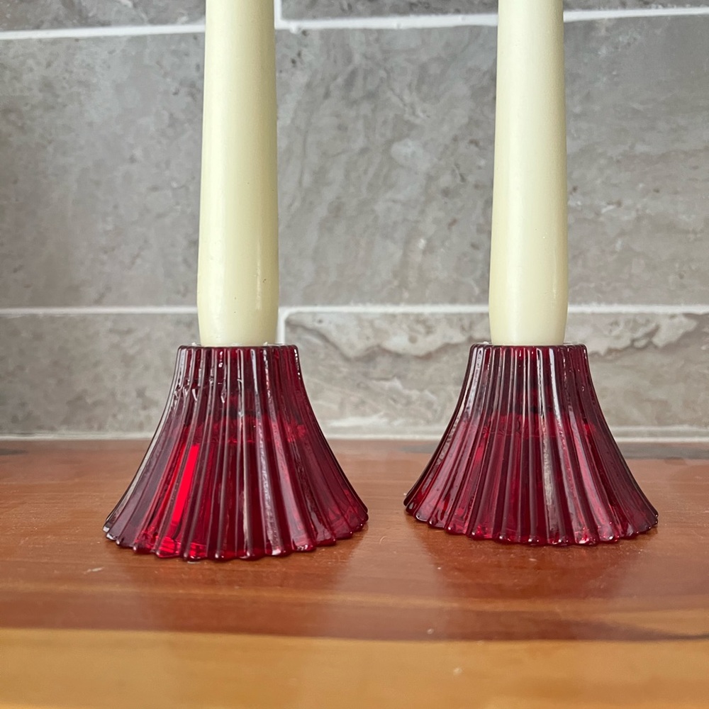 Red Glass Candle holders